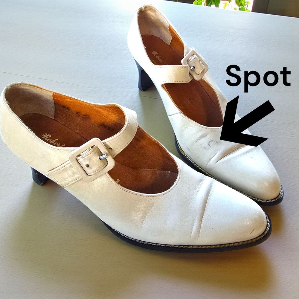 Vintage Robert Clergerie Paris Mary Jane Pumps Made in France White Leather 8.5 - Picture 9 of 16